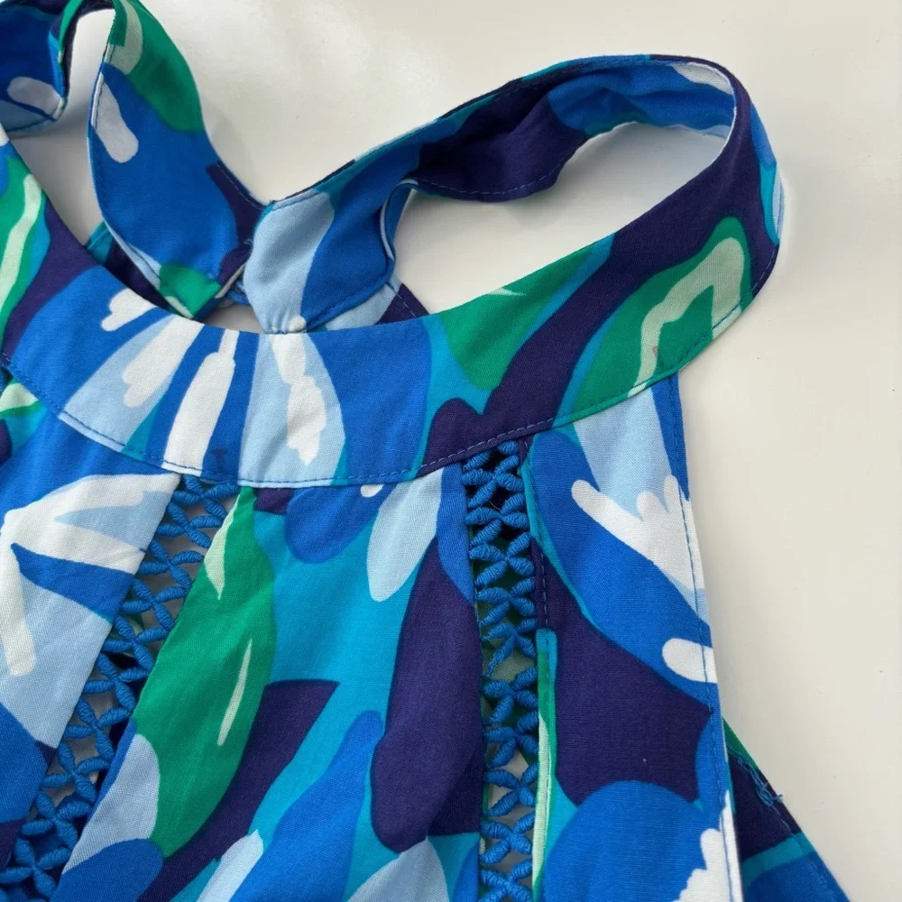 Abel the Label Blue Green Floral Tropical Halter Dress Charlotte Size Small NWT - Picture 6 of 12